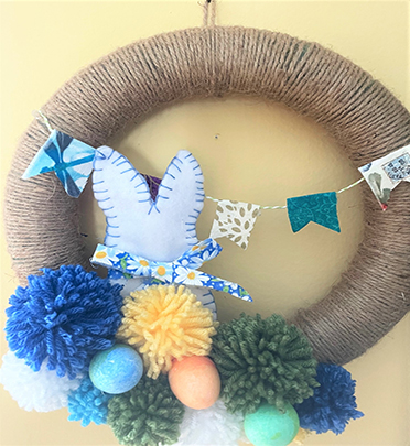 pompom bunny wreath