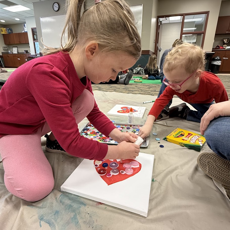 Kids doing crafts at the library