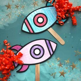 Paper rocket puppets craft example